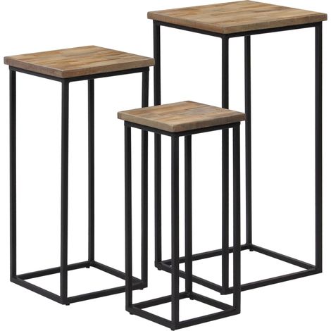 Beistelltisch-Set 3-tlg. Recyceltes Teak