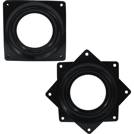 Set aus 2 drehbaren Plattenspielern mit 9,4 cm (4 Zoll) Durchmesser, Schwenkständer, runder Plattenspieler, fürs Büro, schwarz.