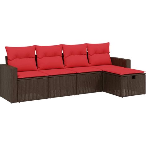 Maison Exclusive - 5-teiliges Gartensofa-Set mit Kissen, braun, P