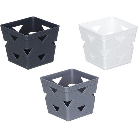 Cleafe - Set 3pz Cesto Cestino Porta Tutto Oggetti Organizzatore Quadrato 10x10x9cm 10712 - (1/5)