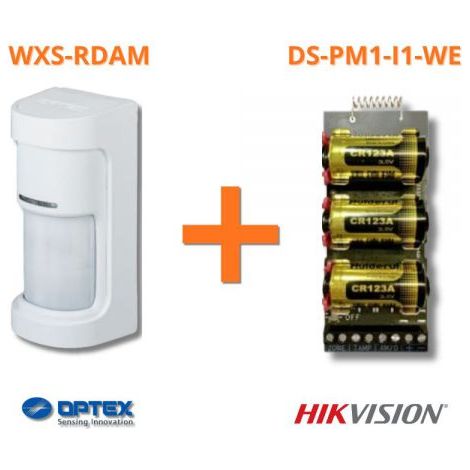 Optex PIR da esterno con copertura a 180 gradi con AM + Modulo Hikvision DS-PM1-I1-WE - WXS-RDAM