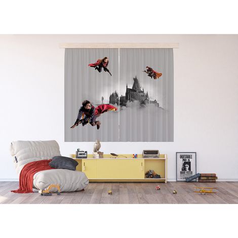 Rideaux Harry Potter Quidditch 3 personnages - 2 pièces - L180 cm x H 160cm (1/3)