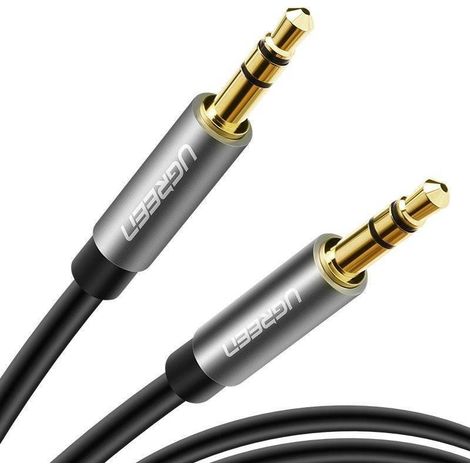 Ugreen Flachwinkelkabel AUX Audiokabel 3,5 mm Miniklinke 0,5 m silber