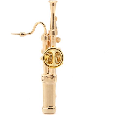 Broche en cuivre plaqué or représentant un basson, instrument de musique, avec coffret cadeau. (1/5)