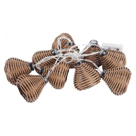 FITLAB-Guirlande lumineuse LED en rotin, 10 pièces, boules de rotin, guirlande lumineuse féerique, décoration de mariage et de maison (1/5)