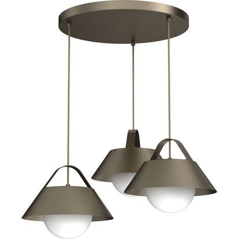 Suspension décorative Funda à 3 globes blancs, 3x E27, bronze titane, métal, 15 W Luminex (1/2)
