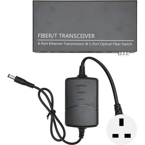 Convertisseur de média fibre Ethernet 1 port optique 8 ports RJ45 10/100M commutateur SFP fibre optique 100-240V prise UK (1/5)