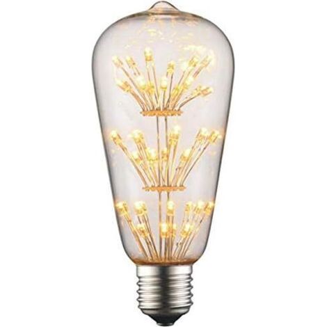 Starry ST64 3W LED Ampoule de Filament Forme classique sphérique,220V E27 Culot, Blanc Chaud 2200K, Angle de Faisceau 360°, Equivalent à 30 Watt,Surface imprimée aspect starry (1/5)