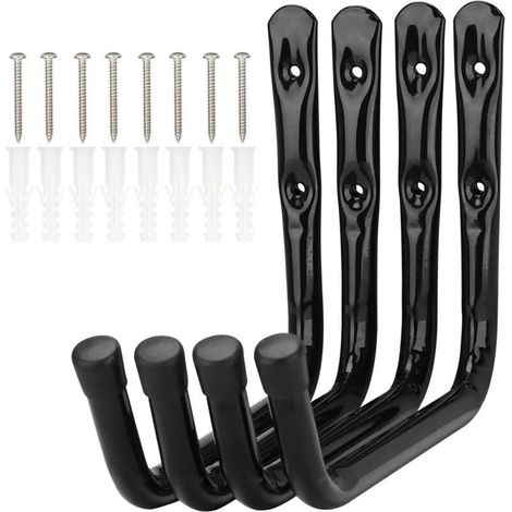 Set mit 4 Garagen-Aufbewahrungsleiterhaken, 20 cm Arme, stabile Wandhalterung, Fahrradständer, Hängeorganizer, 20 kg Tragfähigkeit (20 x 14,5 cm)