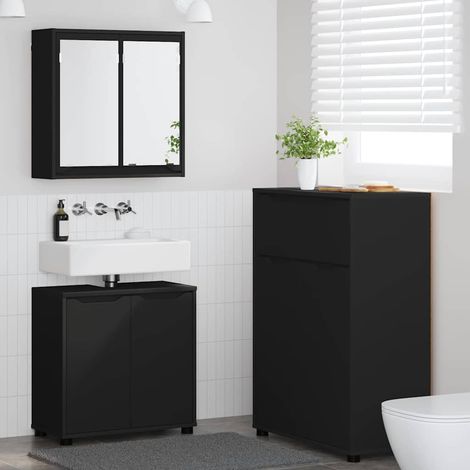 vidaXL Juego de muebles de baño 3 pcs Negro Madera contrachapada (1/5)