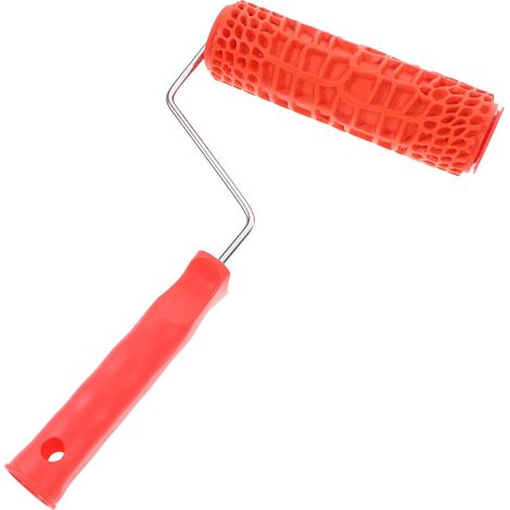 Rouleau à peinture rouge pour texture décorative des murs, réutilisable et durable en caoutchouc (1/5)
