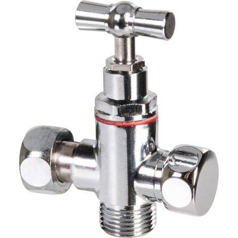 Ecolands – Robinet d'arrêt 3 voies F 3/8' M 3/8' – Pour douchette hygiène WC – Raccords en laiton – Sanitie-Jet®