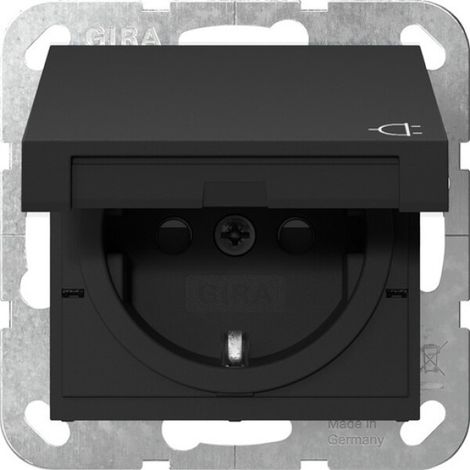 Gira SCHUKO-Steckd. KD + SP System 55 Schwarz m [4414005], 4414 005