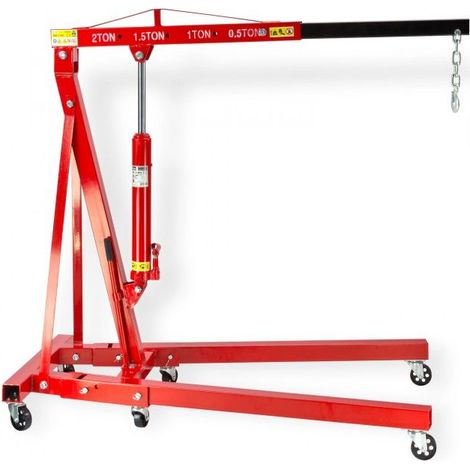 Dema – Grue d'atelier hydraulique 2T – Charge max 2000 kg – Hauteur de levée 2300 mm – 6 roues directionnelles en métal