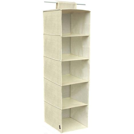 Organizer per armadi con 5 ripiani in tessuto beige contenitore pieghevole richiudibile salvaspazio (1/2)