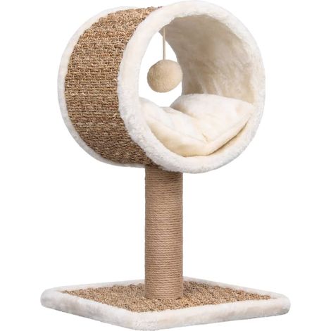 Tiragraffi per gatti Mobili per arrampicata su torre Raschietto per graffi Piattaforma per arrampicata e tunnel superiore e giocattolo 56 cm Seagrass Beige 020022763