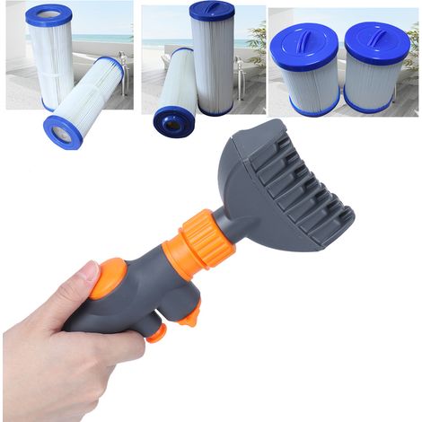 Équipement de nettoyage de piscine, nettoyeur de filtre en papier, brosse de nettoyage, outil de rinçage de filtre manuel (1/5)
