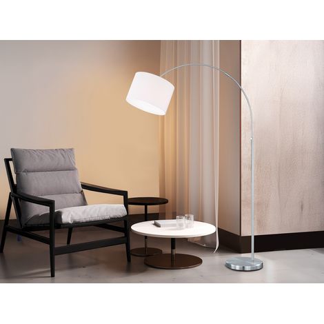 Große Bogenlampe HOTEL E27 Stoffschirm Weiß, höhenverstellbar von 150-215cm (1/5)
