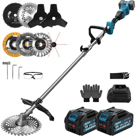 7 en 1 Coupe-Bordures Brushless Électrique 1680W 18800 tr/min 36-40V Rond 26mm × 9 Dents 2 Batteries 4Ah Compatible Batterie Makita 18V Débroussailleuse Sans Fil 7 Lames Poids 4kg pour Jardin Élagage (1/5)