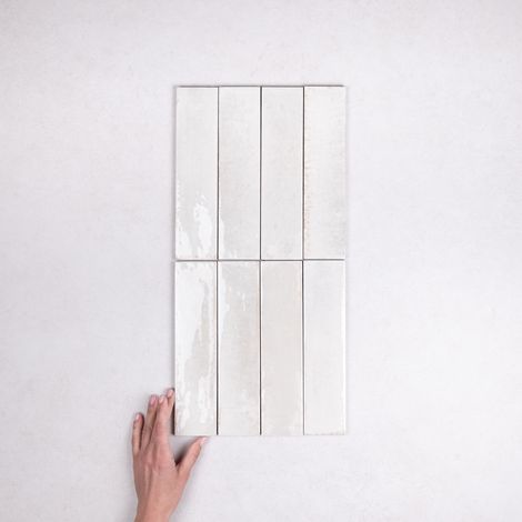 Carrelage Effet Zellige Blanc Cassé TANGER 6x24 cm Bone (1/3)