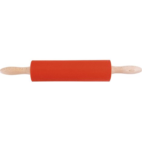 Rouleau à pâtisserie de 25 cm avec revêtement en silicone rouge