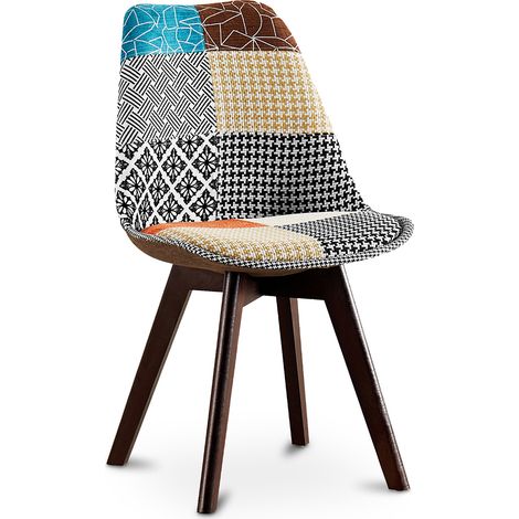 Esszimmerstuhl - Bezogen mit Patchwork - Patty  Multicolor