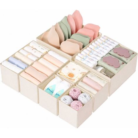 Juego de organizadores de cajones para ropa de bebé，Beige，141412CM4+281412CM2+282812CM2 (1/5)
