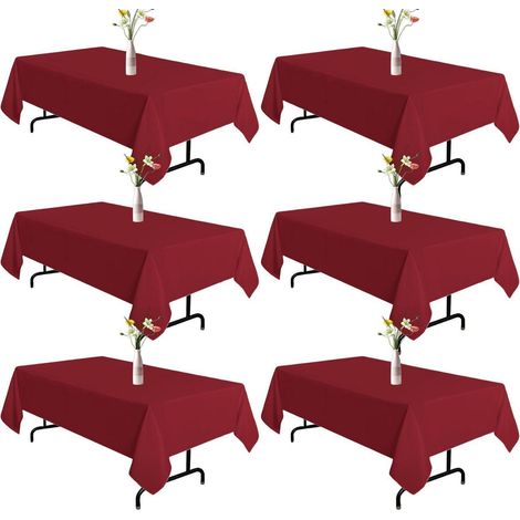 6er Pack Rechteckige Tischdecke Rot 153x260cm Polyester Pflegeleicht & Wasserabweisend