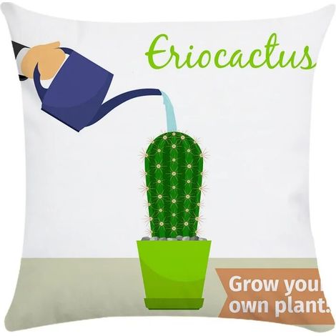 Taie D’Oreiller Coton Linen - Motif Cactus Imprimé Des Deux Côtés - Pour Canapé Chaise Lit Bureau Voiture - 40x40 cm (1/5)
