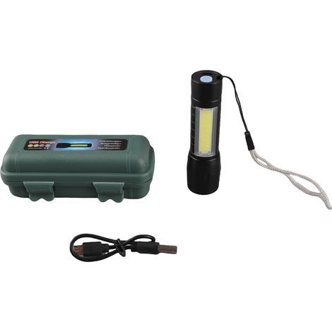 Lampe de Poche Rechargeable USB 10W Haute Lumière Compacte Noir pour Outdoor (1/5)