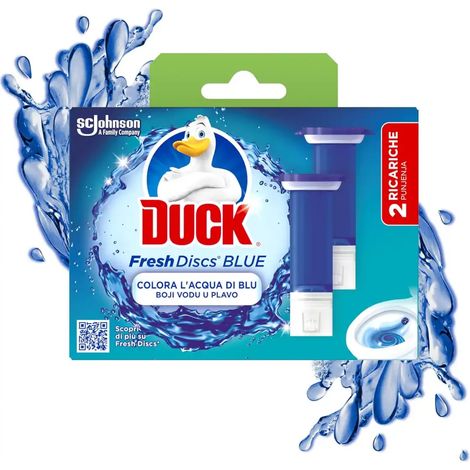 Duck Fresh Discs Blue - 2 Ricariche da 6 Dischi Gel Igienizzanti WC, colora l'acqua di blu ad ogni risciacquo, Confezione da 2 Applicatori e 12 dischetti (1/5)