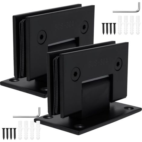 2 Pièces Charniere Porte Verre à 90° Charnières de Porte de Douche en verre pour Verre de 8mm à 12mm Charnière de Porte enverre Sans Cadre Inoxydable pour Charnière Pliante en Verrede