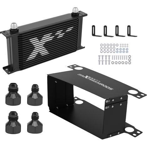 19-Reihen Ölkühler Kit Universal Aluminium AN-10 Transmission Oil Cooler Schwarz