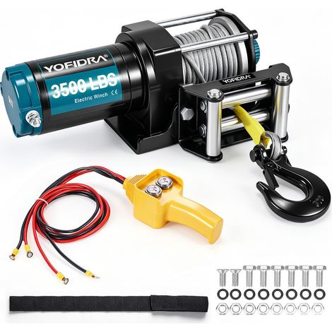 Treuil électrique 12V 3000 lbs,Câble en acier 5.0mm x 8m,Rapport de réduction 136:1,Pour terrains accidentés - Télécommande non (1/5)