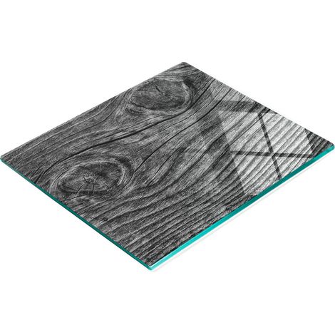 Planche à découper décorative en verre, bois, noire, 60 x 52 cm (1/5)