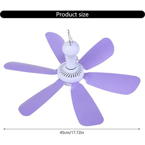 ventilateur de plafond,Alimenté par USB,Souple à 6 lames,Simple et pratique,Matériau ABS,timing,Chambre, travail,Violet (1/4)