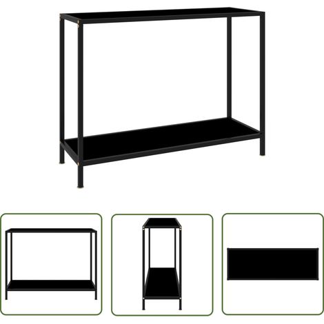 The Living Store Konsolentisch Schwarz 100x35x75 cm Hartglas - Konsolentisch - Wohnzimmermöbel - Sideboard - Nachttisch - Schwarz (1/5)