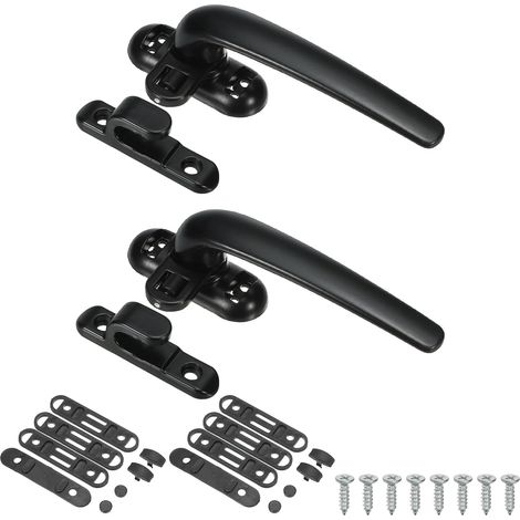 Poignée de fenêtre en alliage d'aluminium, 2 paquets Serrure de fenêtre à battant interne et externe Poignées de fenêtre coulissante pour fenêtres, noir (main droite) (1/5)