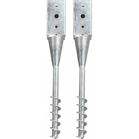 Picas de tierra 2 uds acero galvanizado plateado 10x10x57 cm vidaXL