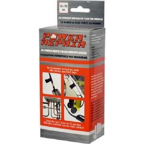 POWER REPAIR Adhesif de reparation - Pour tous materiaux - Durcit en 15 minutes - Resistant de -45degresC a +145degresC -10x150 cm