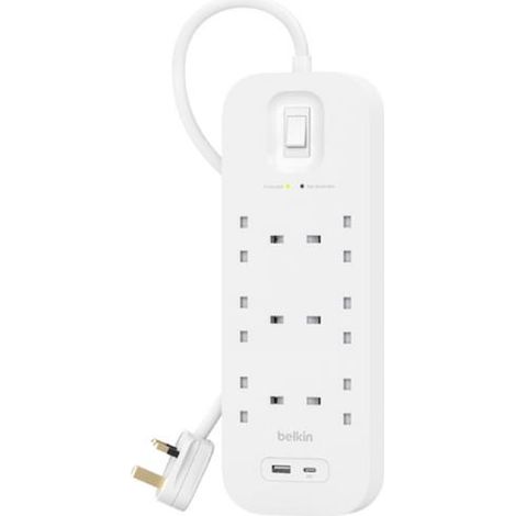 Belkin Connect Bianco 6 presa[e] AC 2 m (SURGE PROTECTION WITH USB C 6 OUTLET)
