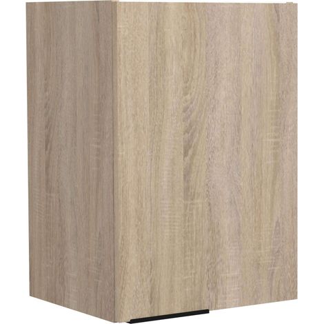 Módulo Cocina Arko Superior Estilo Industrial en Color Roble Áspero y Negro con 1 Puerta y 1 Estante Interno 40x58x36 cm