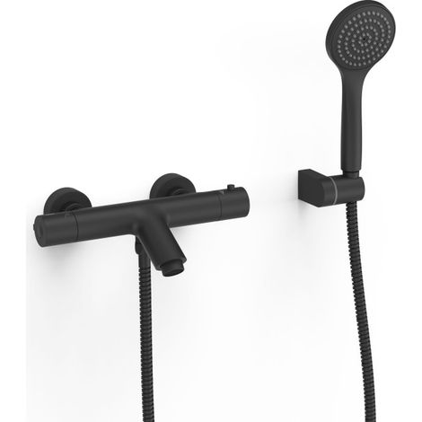 Robinet thermostatique mural pour baignoire et douche Noir mat - TRES 21617409NM