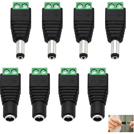 5,5 mm x 2,1 mm DC-Stecker, männlich und weiblich, 12 V DC-Stecker, 2-poliger DC-Netzteilanschluss, 12 V auf 36 V 10 A DC-Buchsenadapter für LED-Überwachungskameras (1/3)
