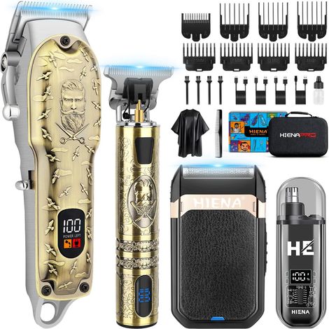 Tondeuse à cheveux pour homme - Tondeuse à cheveux sans fil - Tondeuse à barbe - Rasoir à film - Tondeuse nasale - Rechargeable par USB - Kit complet de tondeuse électrique (1/5)