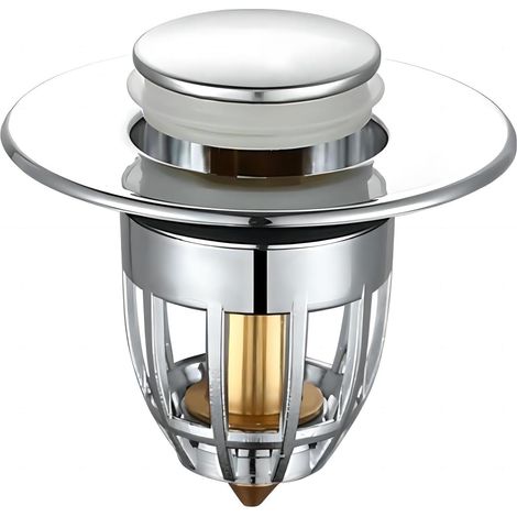 Bonde Lavabo Universel Pop Up, 34 40mm Bouchon Acier Inoxydable avec Filtre, Parfait pour Cuisine et Salle de Bain