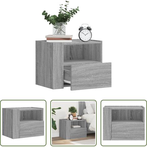 vidaXL Holz Nachttisch -  Wand-Nachttisch Grau Sonoma 45x30x35 cm (1/5)