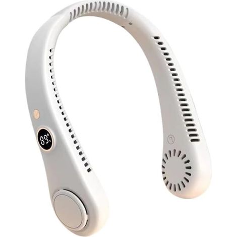 Ventilateur de Cou Portable 360° Refroidissement Intérieur Extérieur Silencieux Longue Autonomie Blanc - (1/5)
