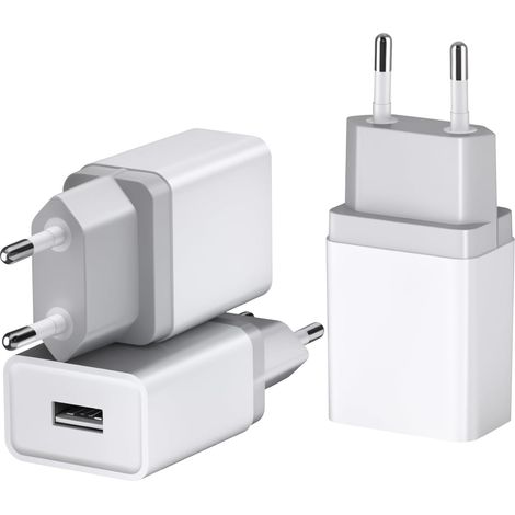 Chargeur USB 12W (5V/2,4A) Paquet de 3 Bloc Prise USB Adaptateur USB Chargeur Murale USB Prise Secteur USB Chargeur Universel Compatible avec iPhone
