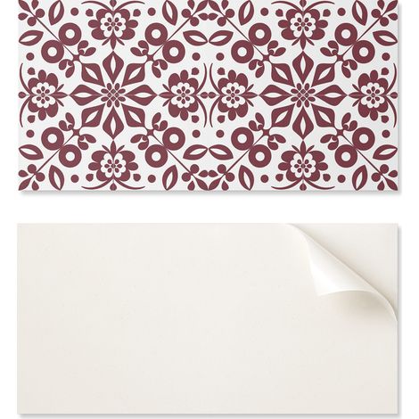 Paquete de baldosas de vinilo autoadhesivas con estampado floral de hojas, 10x40x20 cm.